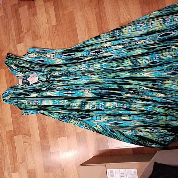 PHILOSOPHY DRESS MAXI SLEEVELESS TURQUOISE BLUE 1X - Picture 2 of 8